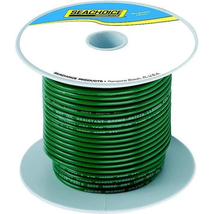 Seachoice 50-63056 Tinned Copper Marine Wire, 8 AWG, Green, 100'