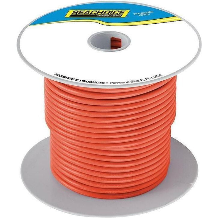 Seachoice 50-63136 Tinned Copper Marine Wire, 16 AWG, Orange, 100'