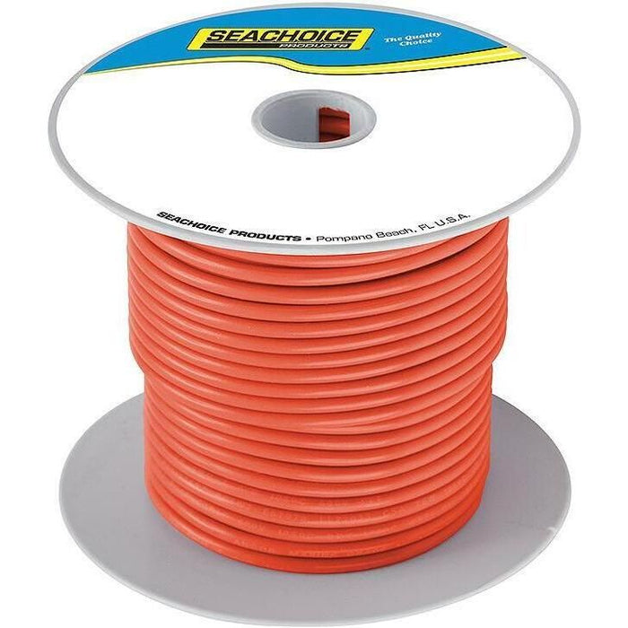 Seachoice 50-63116 Tinned Copper Marine Wire, 14 AWG, Orange, 100'