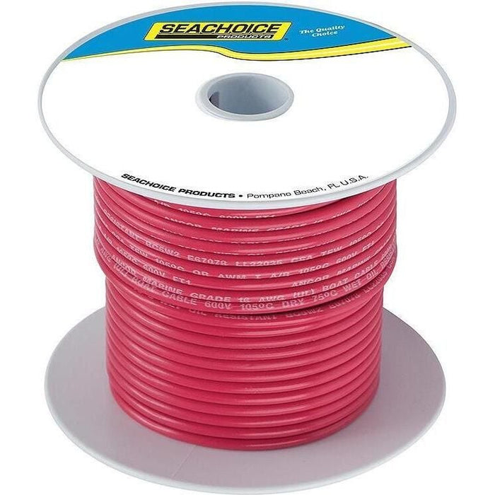 Seachoice 50-63046 Tinned Copper Marine Wire, 6 AWG, Red, 100'