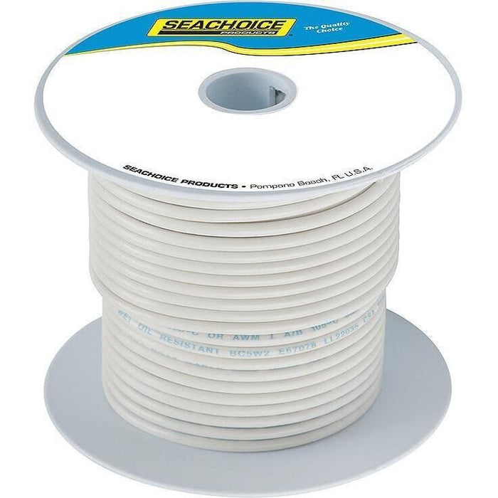 Seachoice 50-63069 Tinned Copper Marine Wire, 10 AWG, White, 100'