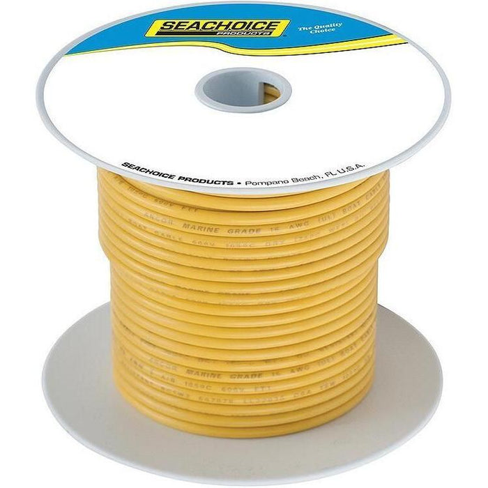 Seachoice 50-63054 Tinned Copper Marine Wire, 8 AWG, Yellow, 100'