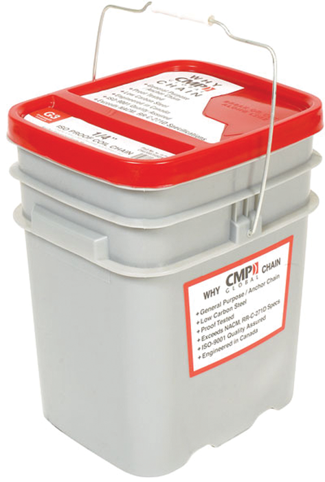 Grade 30 Proof Coil Hot Dip Galvanized Chain, 1/4" x 141' Pail