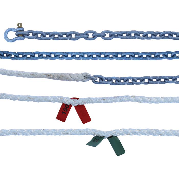 Titan Chain CAR8P12150H1415 Eight Strand Anchor Rode, 1/2" x 150' Line, 1/4" x 15' Chain