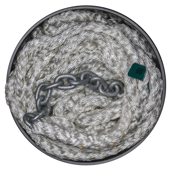 Titan Chain CAR8P12150H1415 Eight Strand Anchor Rode, 1/2" x 150' Line, 1/4" x 15' Chain