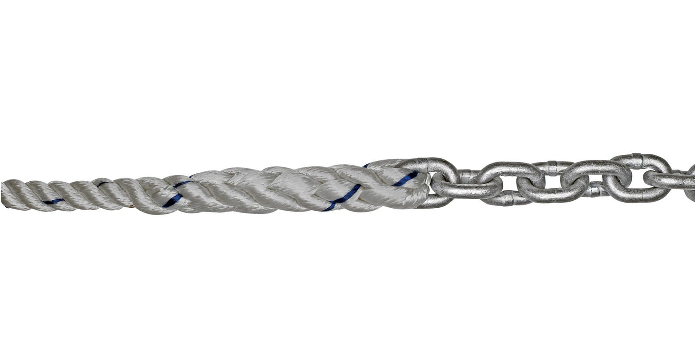 Titan Chain CAR3S91200H5115 Three Strand Anchor Rode, 9/16" x 200' Line, 5/16" x 15' Chain