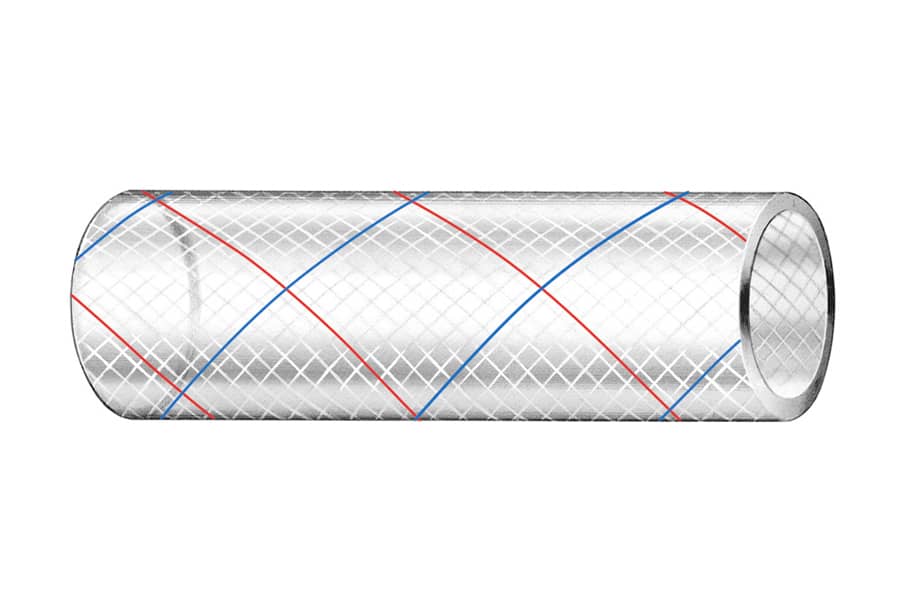 Trident Marine 5/8" x 50' Clear Reinforced PVC Hose Tubing Red & Blue Tracer