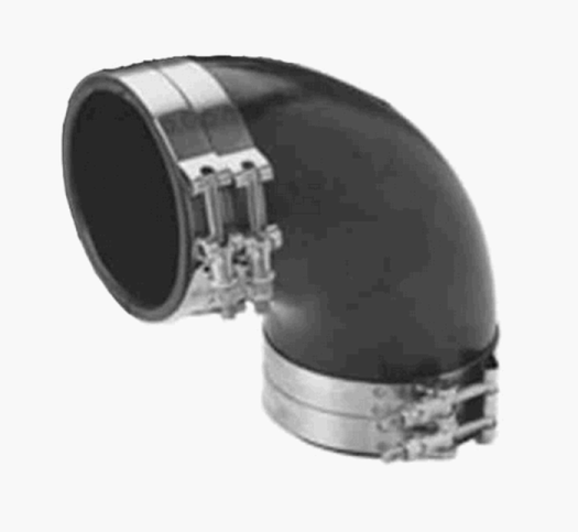 Trident Marine TRL-890-S/S Trident Black Rubber 90 Degree Elbow w/T-Bolt Clamps, 8"