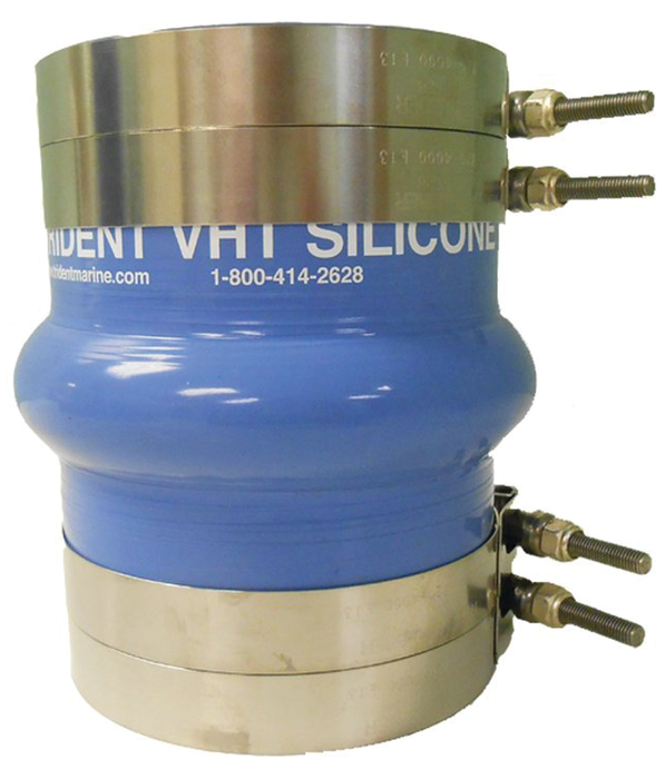 Trident Marine 270V3000-S/S Trident Blue Silicone "VHT" Single Hump Hose, w/T-Bolt Clamps, 3"