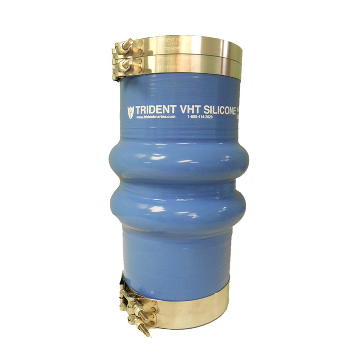 Trident Marine 274V8000-S/S Blue Silicone "VHT" Double Hump Hose w/T-Bolt Clamps, 8"