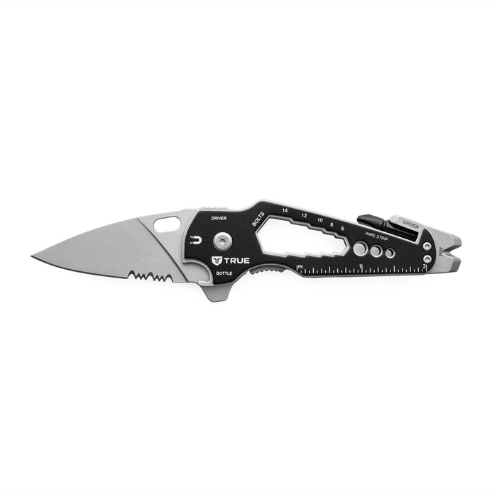 True Utility KNF 0016 SmartKnife 2 375 Inch Drop Point 420 Bead Blasted Steel Frame Natralock Folding Knife