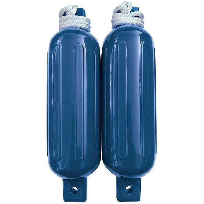 Seachoice DE77232S Blue Twin Eye Ribbed Fender Kit, (2) 6.5" x 23" Fenders and (2) 3/8" x 5' Fender Lines