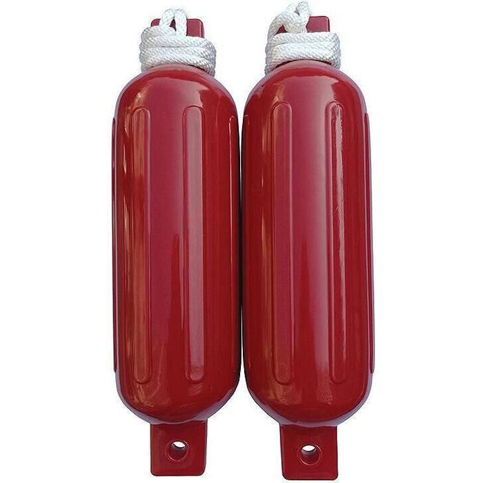 Seachoice DE77203S Red Twin Eye Ribbed Fender Kit, (2) 5.5" x 20" Fenders and (2) 3/8" x 5' Fender Lines