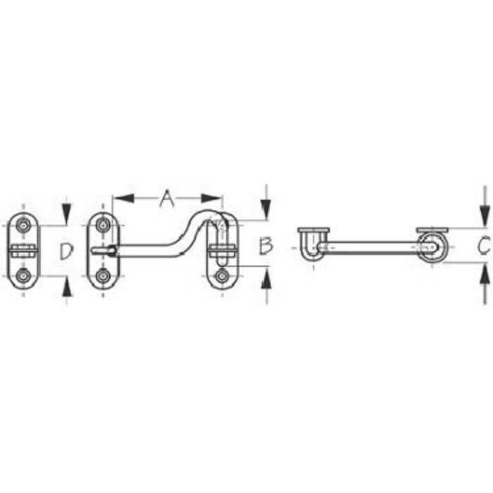 Sea Dog 221206-1 Door Hook SS 2-1/2" w/Staples