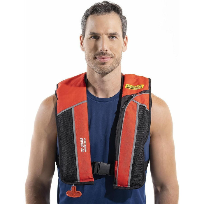 Seachoice 1214MA-RED 85861 Type V Premium Rip-Stop Inflatable PFD â€“ Adult, Universal, Red