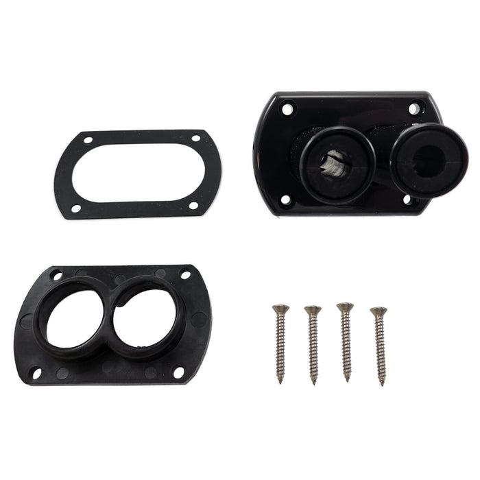 Uflex R8B Hydraulic Dual Hose Bulkhead Fitting, Black