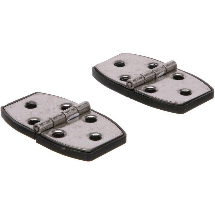 Seachoice 34151 (2) 2-7/8" x 1-1/2" Polished SS Utility Hinges w/ Black Nylon, Base Plate