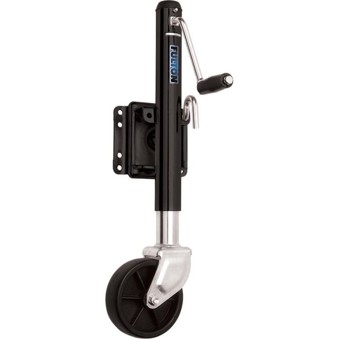 Fulton XP10 0126 10" Travel 1, 200 lb Max Load Bolt Thru Swivel Jack w/ 6" Wheel, Black