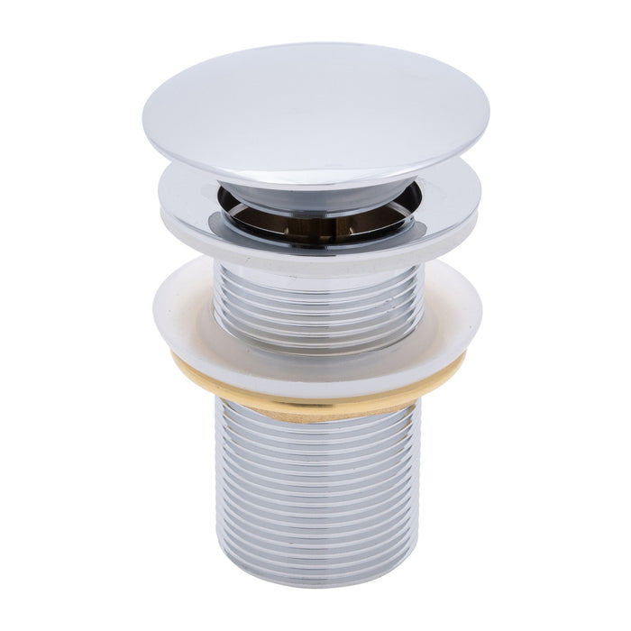 Ambassador Marine V03-0704-CP-R 1 3/4" Drain, Touch Drain (with Cover) (no Overflow), Straight, 1 1/4"-M Thread (Chrome)