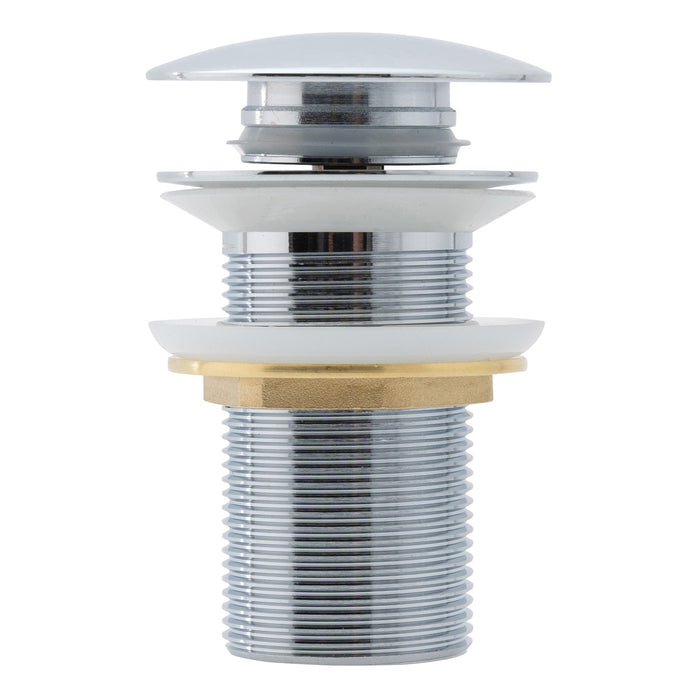 Ambassador Marine V03-0704-CP-R 1 3/4" Drain, Touch Drain (with Cover) (no Overflow), Straight, 1 1/4"-M Thread (Chrome)