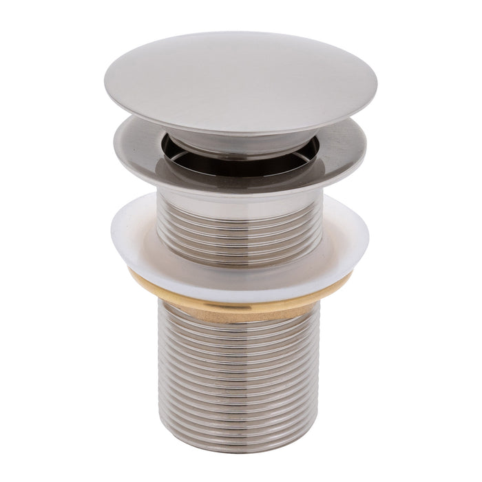 Embajador Marine V03-0704-NP-R Drenaje de 1 3/4", con tapa (sin rebosadero), recto, rosca M de 1 1/4" (níquel cepillado)