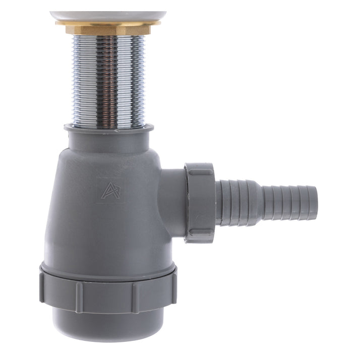 Ambassador Marine V03-0708-CP-R 1 3/4" Drain, Touch Trap Sink Drain (with Cover) (no Overflow), 3/4" & 1" Hose Barb (Chrome)