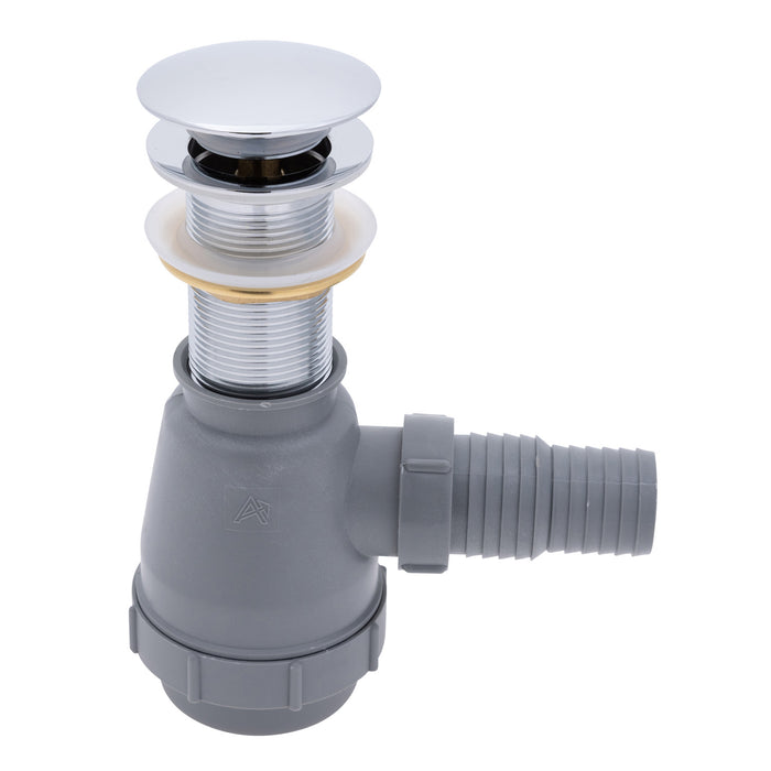 Ambassador Marine V03-0709-CP-R 1 3/4" Drain, Touch Trap Sink Drain (with Cover) (no Overflow), 1 1/4" & 1 1/2" Hose Barb (Chrome)