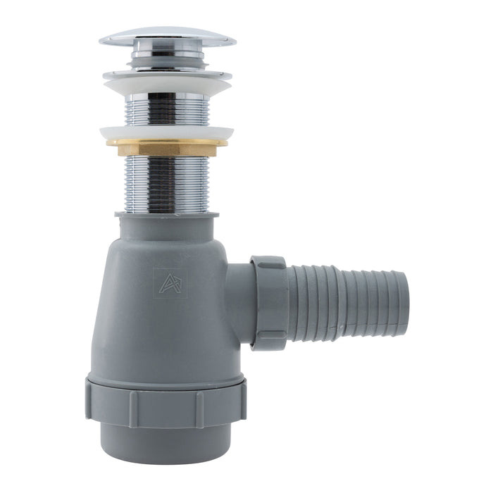 Ambassador Marine V03-0709-CP-R 1 3/4" Drain, Touch Trap Sink Drain (with Cover) (no Overflow), 1 1/4" & 1 1/2" Hose Barb (Chrome)