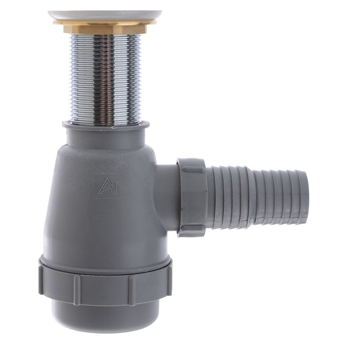 Ambassador Marine V03-0709-CP-R 1 3/4" Drain, Touch Trap Sink Drain (with Cover) (no Overflow), 1 1/4" & 1 1/2" Hose Barb (Chrome)