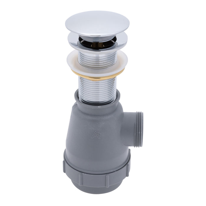 Ambassador Marine V03-0716-CP-R 1 3/4" Drain, Touch Trap Sink Drain (with Cover) (no Overflow), 1 1/4"-M Thread (Chrome)