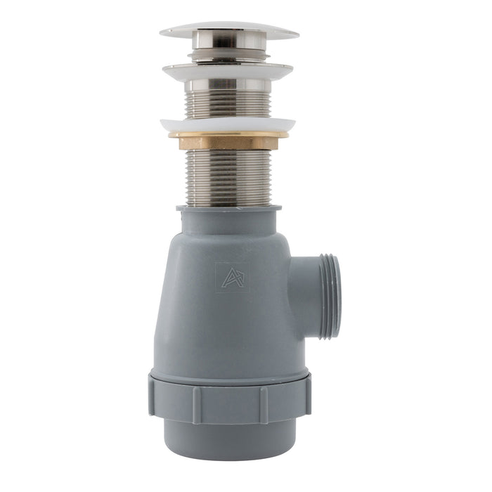 Ambassador Marine V03-0716-NP-R 1 3/4" Drain, Touch Trap Sink Drain (with Cover) (no Overflow), 1 1/4"-M Thread (Brushed Nickel)