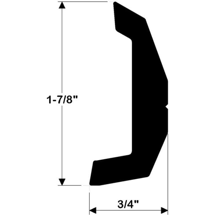 Taco Metals V21-3670BKA20D-1 Rigid Vinyl Rub Rail, Black, 1-7/8" H x 3/4" W x 20' L