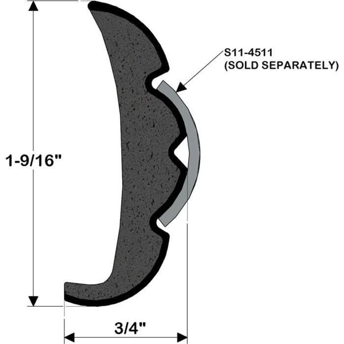 Taco Metals V21-9959WHC60D Rigid Vinyl Flex Core Rub Rail