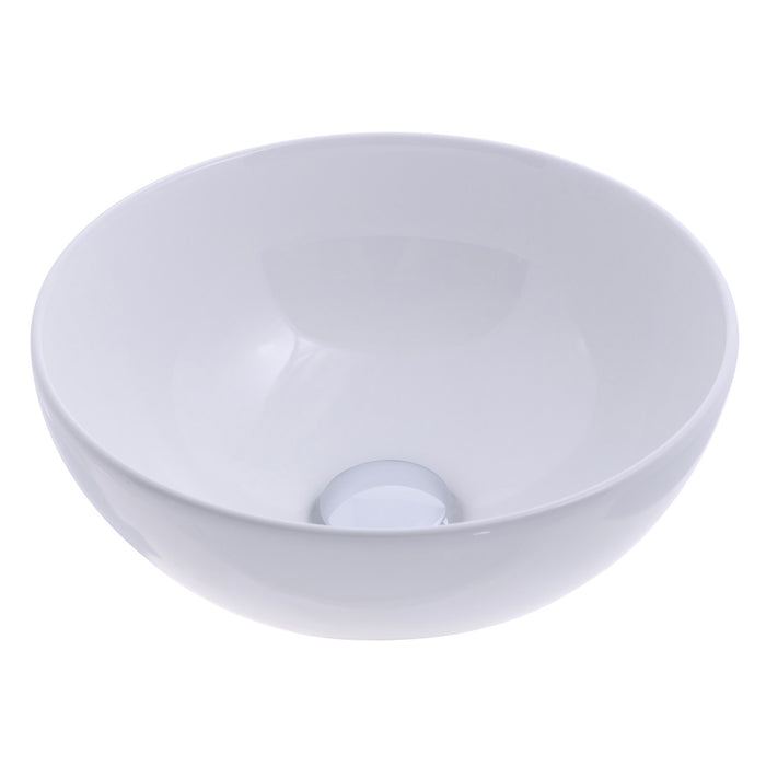 Ambassador Marine V28-1502-WH-R Half Sphere Vessel- Smooth Porcelain, 12 1/2" Diameter, 1 3/4" Drain (White)