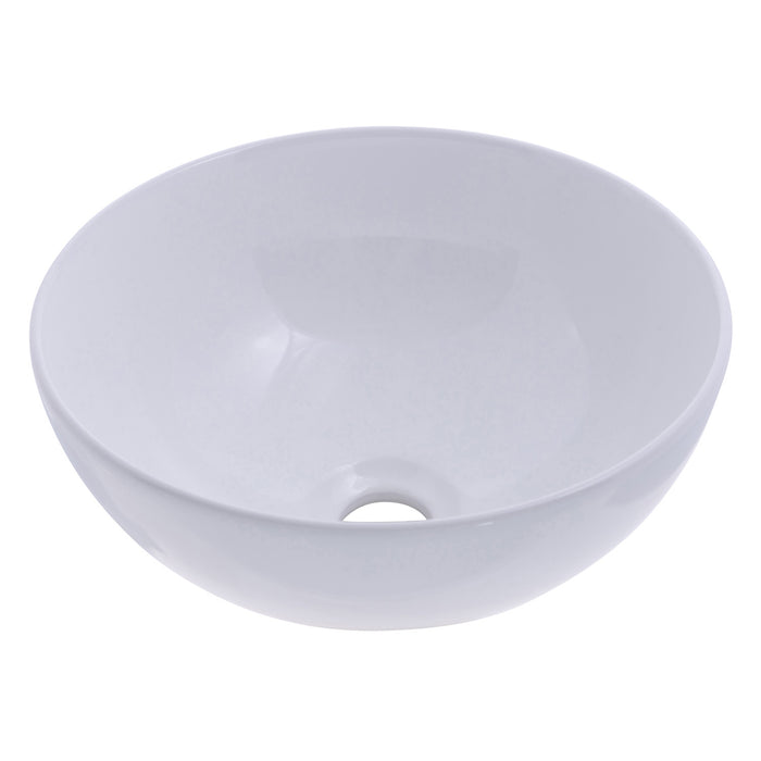 Ambassador Marine V28-1502-WH-R Half Sphere Vessel- Smooth Porcelain, 12 1/2" Diameter, 1 3/4" Drain (White)