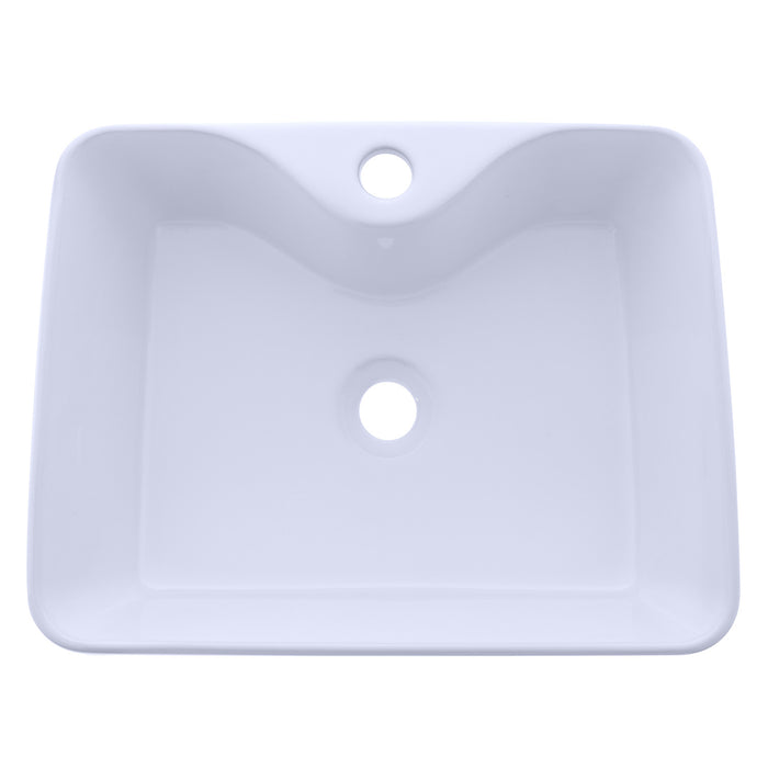 Ambassador Marine V48-3534-WH-R Rectangle Vessel- Smooth Porcelain, 19 1/4" x 15" x 5 1/8", w/Faucet Mount, 1 3/4" Drain (White)