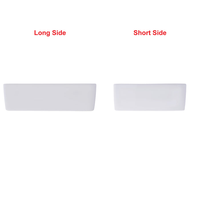 Ambassador Marine V48-3534-WH-R Rectangle Vessel- Smooth Porcelain, 19 1/4" x 15" x 5 1/8", w/Faucet Mount, 1 3/4" Drain (White)