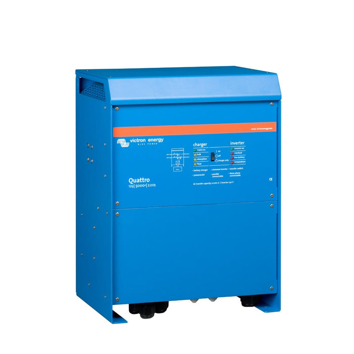 Victron Quattro Inverter/Charger 12 VDC - 5000W -Dual 100AMP 120VAC Inputs - Auto Transfer Switch - 200AMP Battery Charger - Stackable