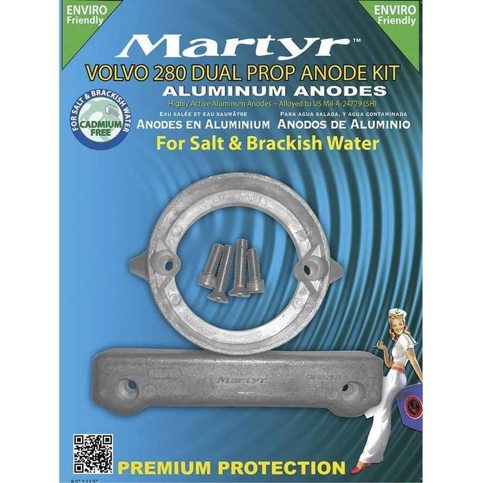Martyr CM280DPKITA Alum Anode Kit, Volvo Penta 280 DP, contains 1-875821, 1-832598 and Fastening Hardware