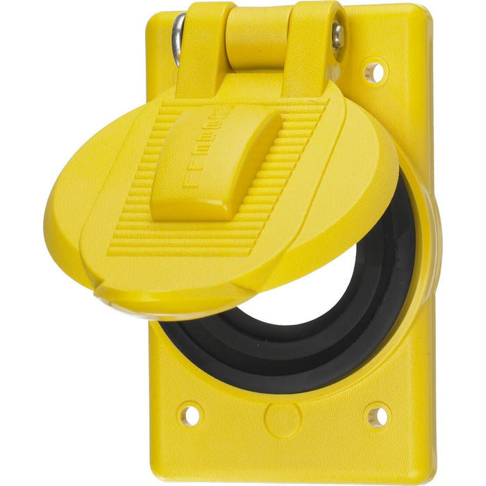 Hubbell HBL74CM24WO Polycarbonate Spring Loaded Weatherproof Cover, Yellow