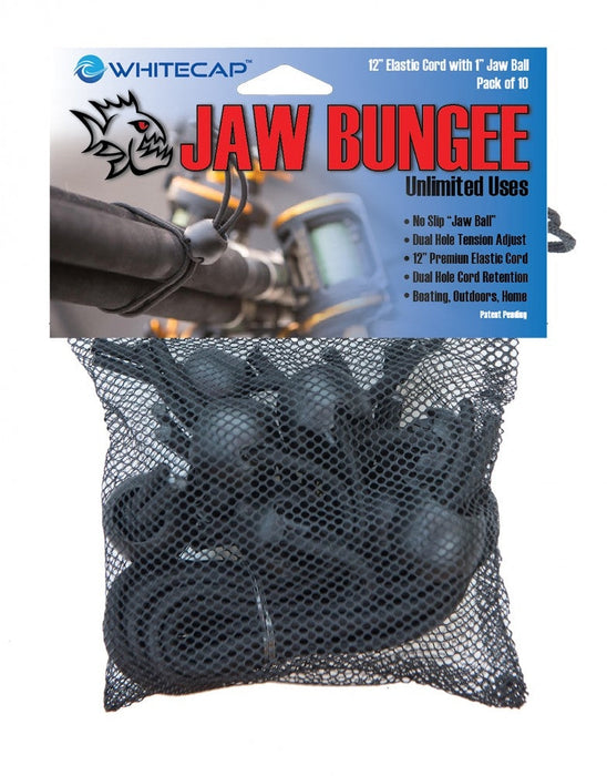 Whitecap Jaw Bungee - 12" Elastic Cord with 1" Jaw Ball - 10-Pack
