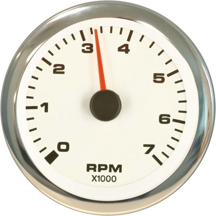 Sierra 62561P White Premier Pro Series 3" Outboard Tachometer, Stainless Steel, 0-7,000 RPM Dial Range, Outboard Alternator/Coil Sender