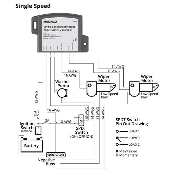 Marinco 76090 Single Speed Intermittent Wiper Motor Controller
