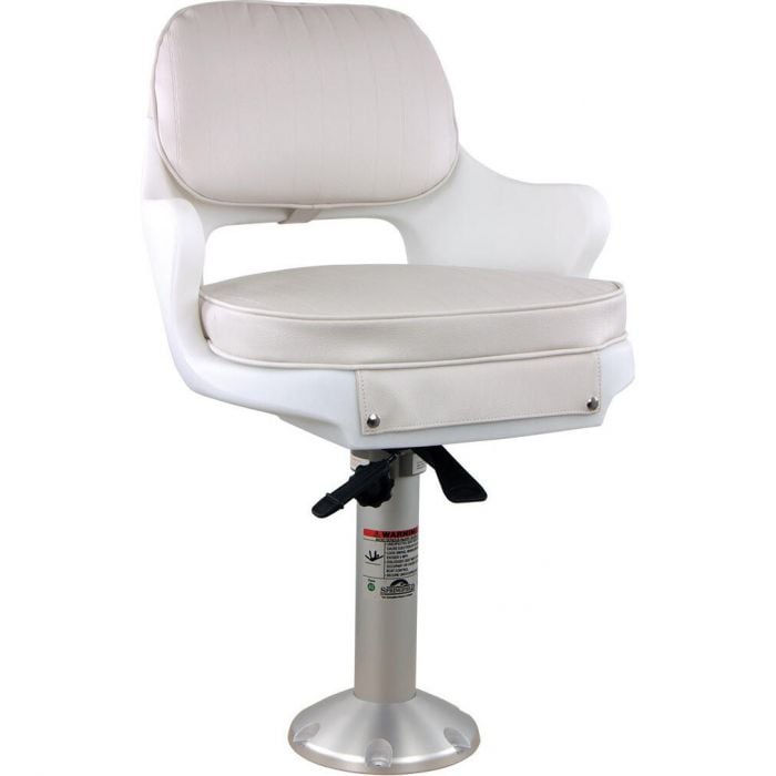 Springfield 1001414-L Yachtsman Fixed Height Chair Package, White, Includes Seat/Armrest/Cushions, Pedestal, Locking Slide/Swivel