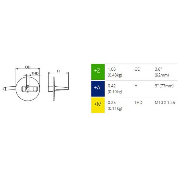 Martyr CM6884537102A Yamaha Skeg Anode, Aluminum
