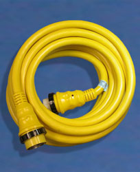 Cable de alimentación costera Marinco de 50 amperios, 125/250 V, 50 pies, amarillo