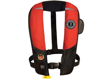 Mustang Inflatable Life Vest w/ Hydrostatic Release - Black/Red